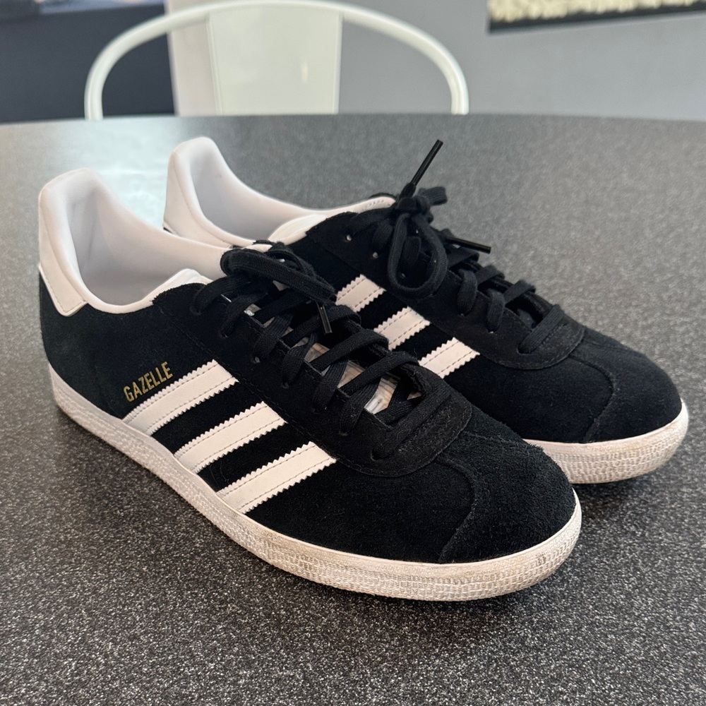 adidas Black and White Gazelle Suede Sneakers